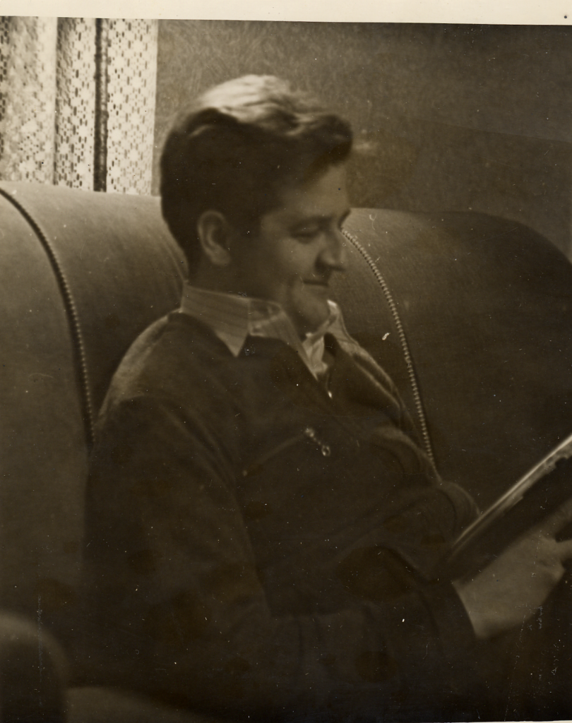 Frank Dolan reading a book